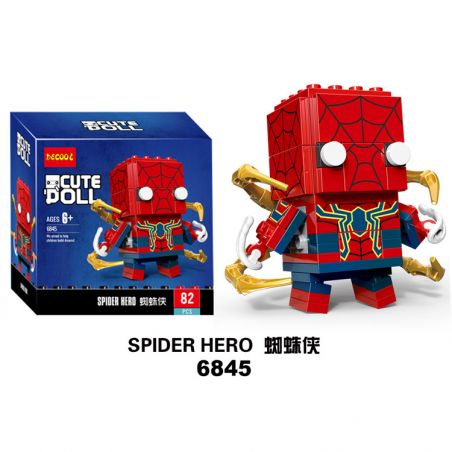 JISI 6845 non  NGƯỜI NHỆN bộ đồ chơi xếp lắp ráp ghép mô hình Brickheadz SPIDER HERO Nhân Vật Đầu To 82 khối