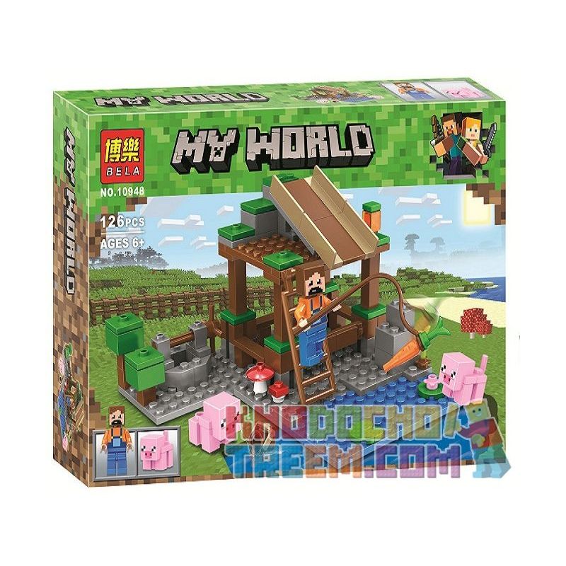 Bela 10948 Lari 10948 non  CẢNH NHỎ bộ đồ chơi xếp lắp ráp ghép mô hình Minecraft MY WORLD Game Xây Dựng 126 khối