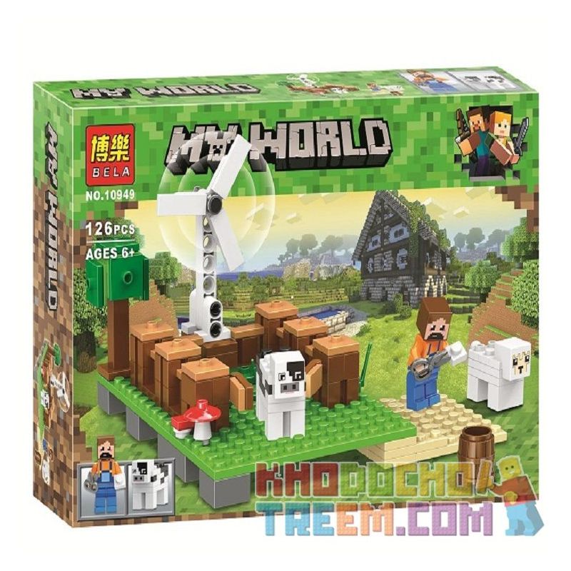 Bela 10949 Lari 10949 non  CẢNH NHỎ bộ đồ chơi xếp lắp ráp ghép mô hình Minecraft MY WORLD Game Xây Dựng 126 khối