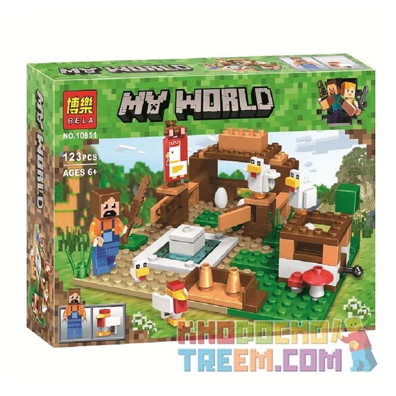 Bela 10951 Lari 10951 non  CẢNH NHỎ bộ đồ chơi xếp lắp ráp ghép mô hình Minecraft MY WORLD Game Xây Dựng 123 khối