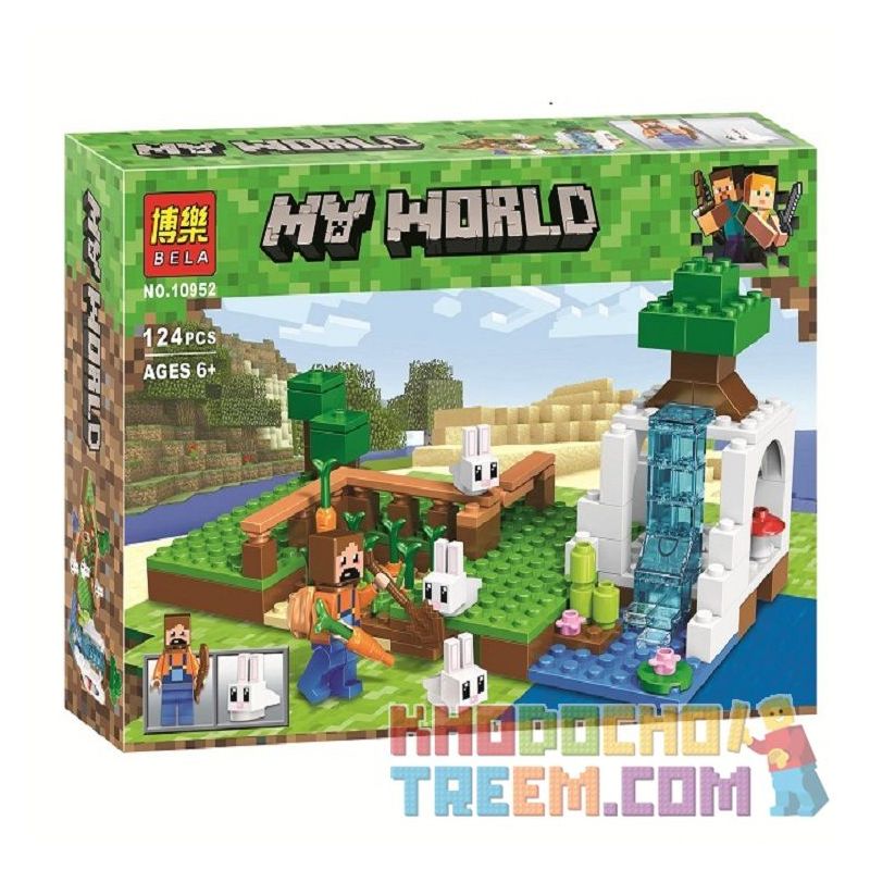 Bela 10952 Lari 10952 non  THỎ CẢNH NHỎ bộ đồ chơi xếp lắp ráp ghép mô hình Minecraft MY WORLD Game Xây Dựng 124 khối