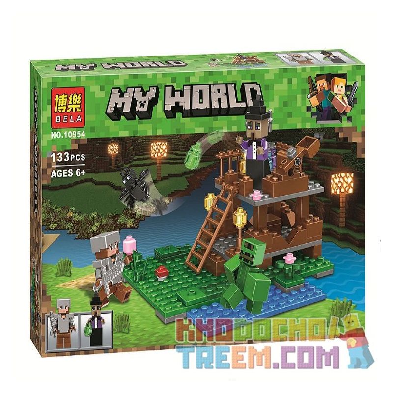Bela 10954 Lari 10954 non  CẢNH NHỎ bộ đồ chơi xếp lắp ráp ghép mô hình Minecraft MY WORLD Game Xây Dựng 133 khối
