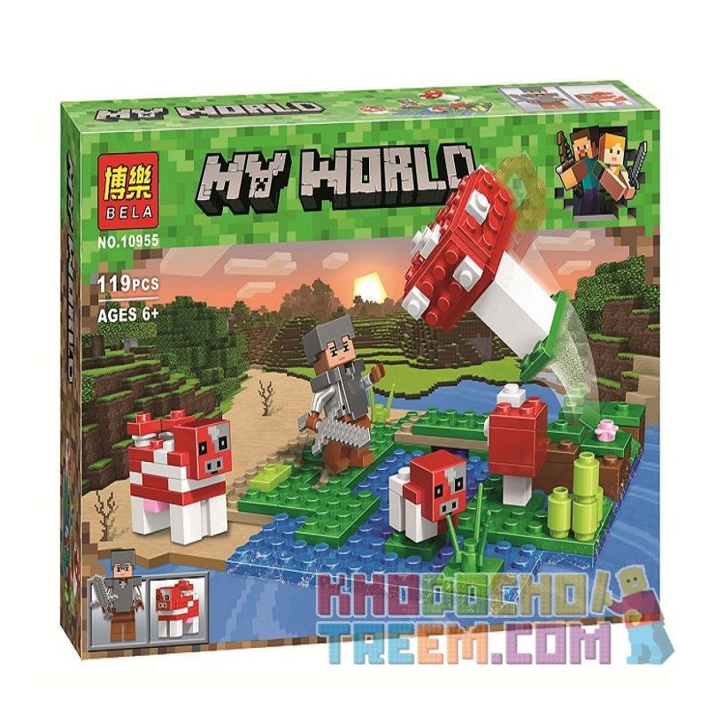 Bela 10955 Lari 10955 non  CẢNH NHỎ bộ đồ chơi xếp lắp ráp ghép mô hình Minecraft MY WORLD Game Xây Dựng 119 khối