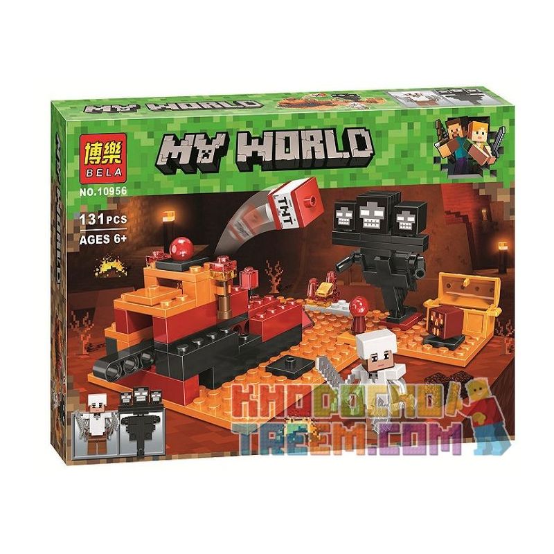 Bela 10956 Lari 10956 non  CẢNH NHỎ bộ đồ chơi xếp lắp ráp ghép mô hình Minecraft MY WORLD Game Xây Dựng 131 khối