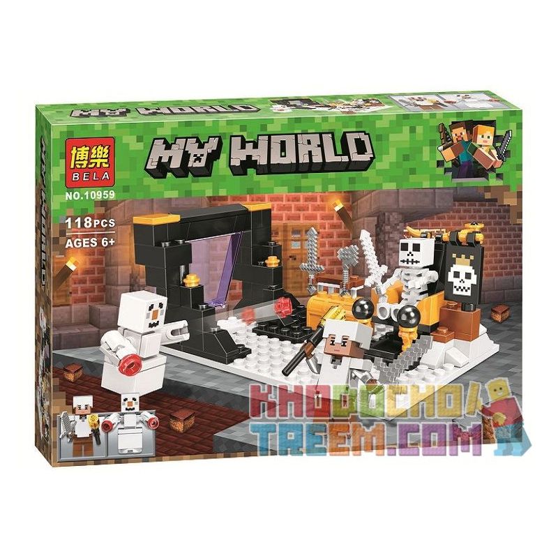 Bela 10959 Lari 10959 non  CẢNH NHỎ bộ đồ chơi xếp lắp ráp ghép mô hình Minecraft MY WORLD Game Xây Dựng 118 khối