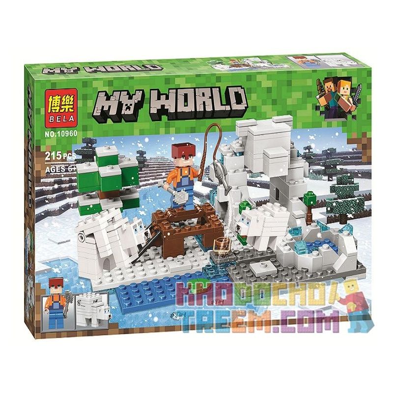Bela 10960 Lari 10960 non  CÂU CÁ CẢNH NHỎ bộ đồ chơi xếp lắp ráp ghép mô hình Minecraft MY WORLD Game Xây Dựng 215 khối