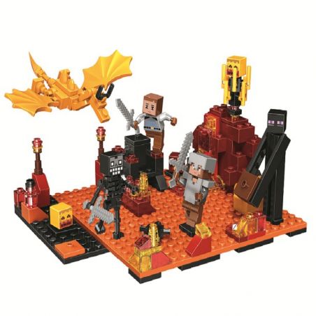 Bela 10963 Lari 10963 non  CẢNH NHỎ bộ đồ chơi xếp lắp ráp ghép mô hình Minecraft MY WORLD Game Xây Dựng 215 khối