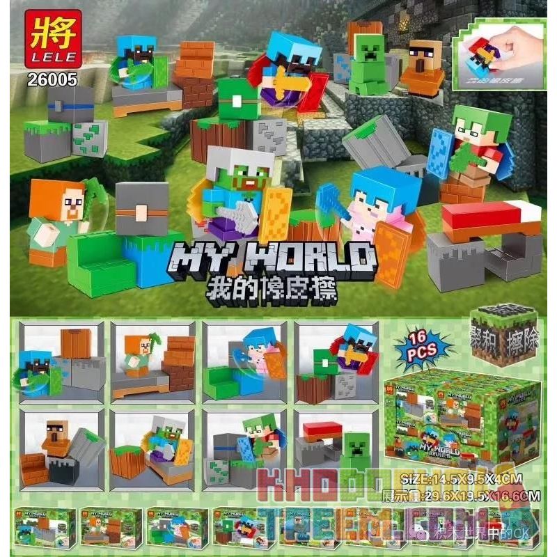 LELE 26005 non  8 LOẠI TẨY CỦA TÔI bộ đồ chơi xếp lắp ráp ghép mô hình Minecraft MY WORLD Game Xây Dựng