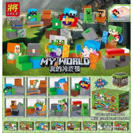 LELE 26005 non  8 LOẠI TẨY CỦA TÔI bộ đồ chơi xếp lắp ráp ghép mô hình Minecraft MY WORLD Game Xây Dựng