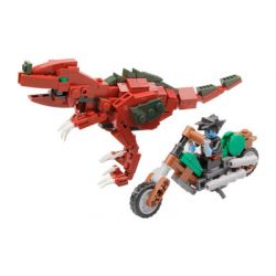 Kazi KY98003 98003 non  KHỦNG LONG BẠO CHÚA ĐỎ VÀ XE MÁY bộ đồ chơi xếp lắp ráp ghép mô hình Jurassic World Thế Giới Khủng Long 247 khối