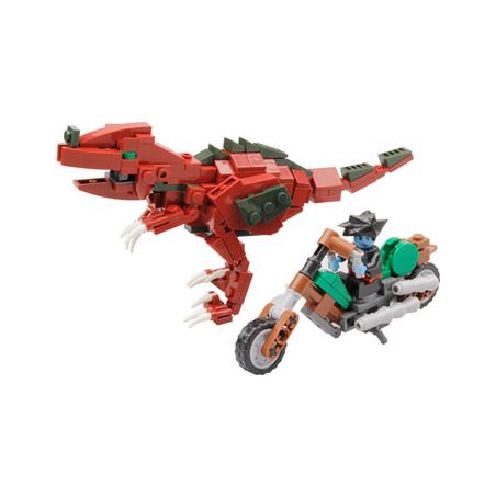 Kazi KY98003 98003 non  KHỦNG LONG BẠO CHÚA ĐỎ VÀ XE MÁY bộ đồ chơi xếp lắp ráp ghép mô hình Jurassic World Thế Giới Khủng Long 247 khối