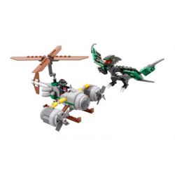 Kazi KY98001 98001 non  PTERODACTYL XANH VÀ GYROPLANE bộ đồ chơi xếp lắp ráp ghép mô hình Jurassic World Thế Giới Khủng Long 291 khối