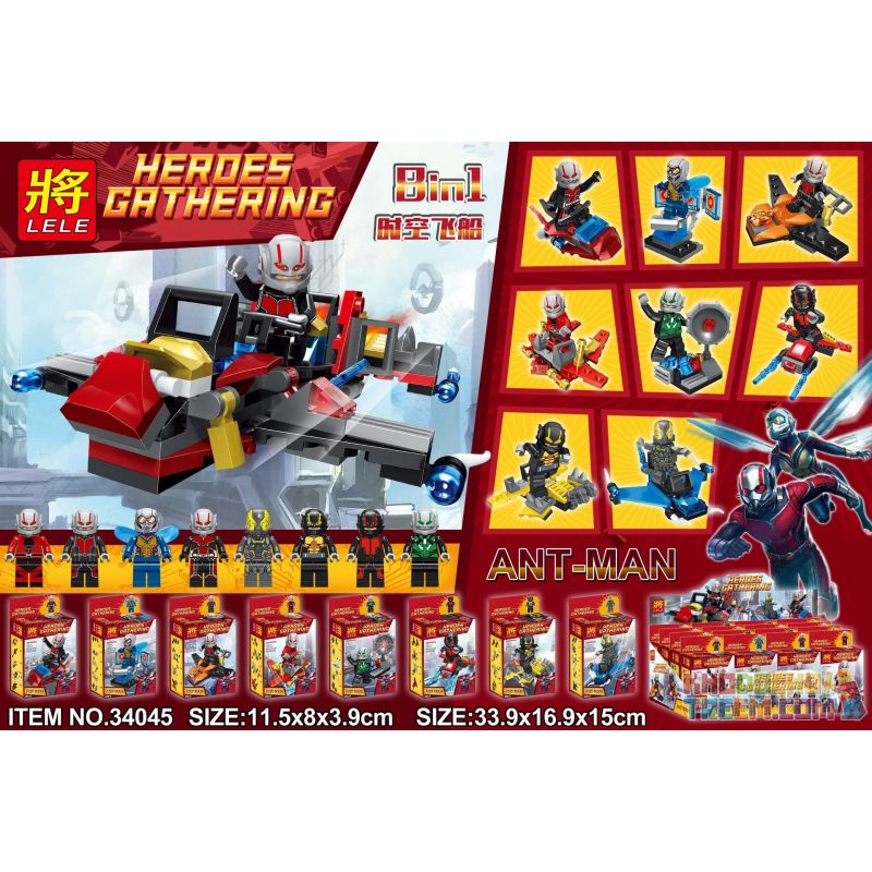 LELE 34045 non  8 PHI THUYỀN ANT-MAN VÀ ABERDEEN bộ đồ chơi xếp lắp ráp ghép mô hình Super Heroes ANTMAN Siêu Nhân Anh Hùng