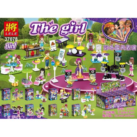 LELE 37078 non  BIỂU DIỄN NGOÀI TRỜI Ở NGOẠI Ô 8 CẢNH NHỎ bộ đồ chơi xếp lắp ráp ghép mô hình  THE GIRL Các Bạn Gái