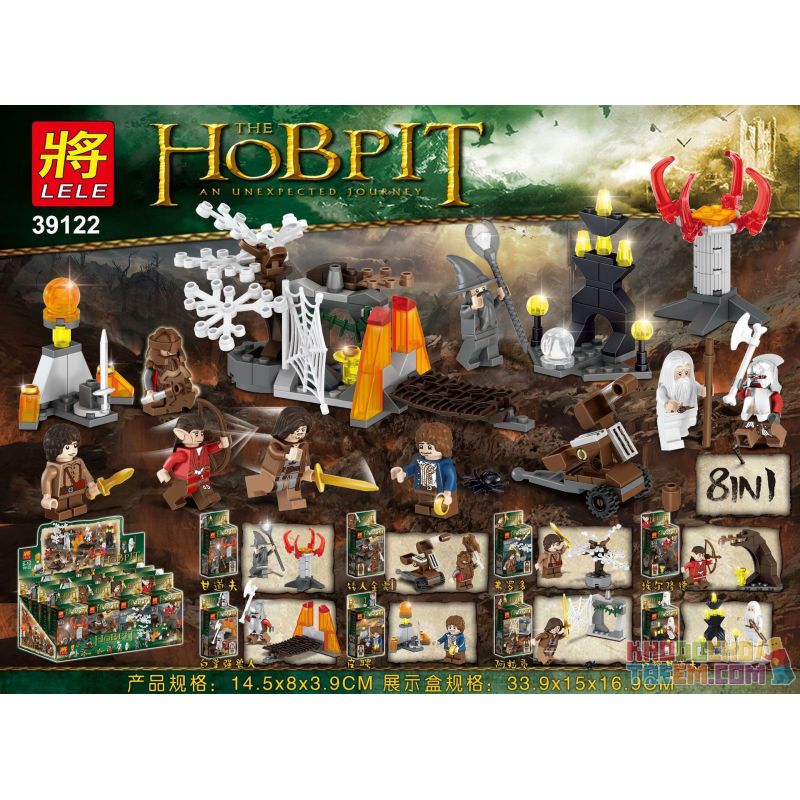 LELE 39122 non  LORD OF THE RINGS HOBBIT MINIFIGURE 8 MÔ HÌNH GANDALF DWARF GOLDEN SPLIT FRODO ELROND WHITE PALM ORC PIPIN ARAGORN ROBE bộ đồ chơi xếp lắp ráp ghép mô hình The Lord Of The Rings THE HOBPIT Chúa Nhẫn