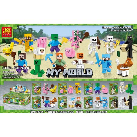 LELE 33265 non  8 LOẠI NHÂN VẬT NHỎ VÀ ĐỘNG bộ đồ chơi xếp lắp ráp ghép mô hình Minecraft MY WORLD Game Xây Dựng