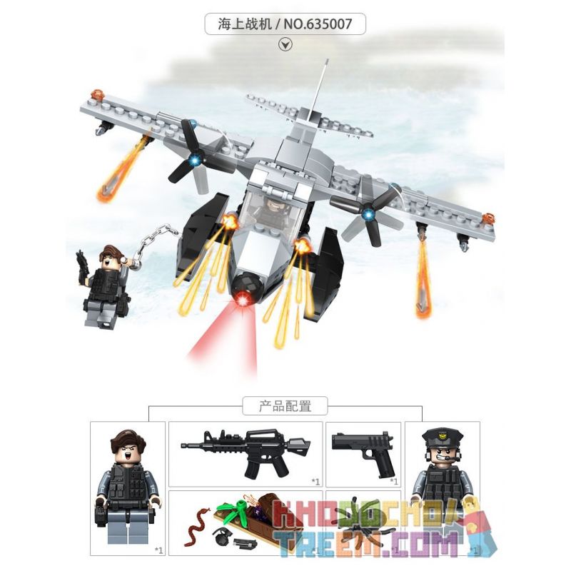 PanlosBrick 635007 Panlos Brick 635007 non  MÁY BAY CHIẾN ĐẤU TRÊN BIỂN bộ đồ chơi xếp lắp ráp ghép mô hình Gun Strike GUNSTRIKE Đấu Súng 235 khối
