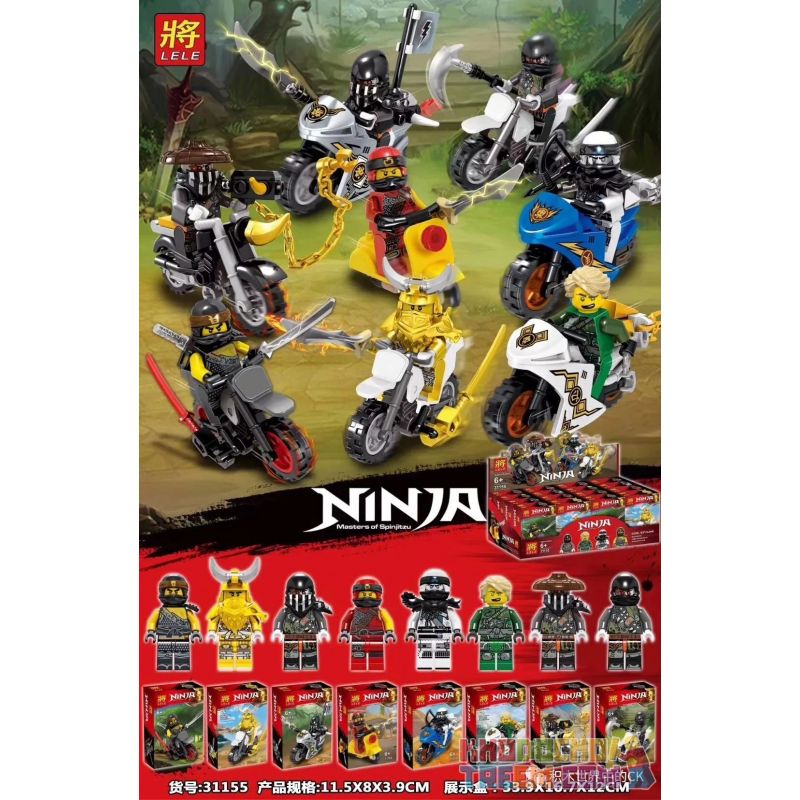 LELE 31155 non  PHANTOM NINJA CƯỠI XE MÁY 8 bộ đồ chơi xếp lắp ráp ghép mô hình The  Ninjago Movie NINJA MASTERS OF SPINJITZU Ninja Lốc Xoáy