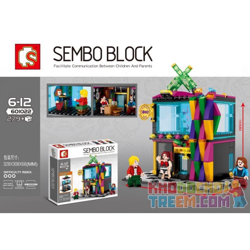 SHENG YUAN SY 601022 non  CÂU LẠC BỘ ĐÊM bộ đồ chơi xếp lắp ráp ghép mô hình Mini Modular SEMBO BLOCK Đường Phố Thu Nhỏ 279 khối
