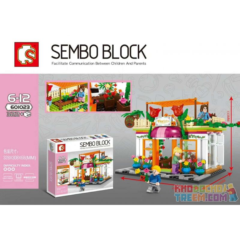 SHENG YUAN SY 601023 non  CỬA HÀNG HOA bộ đồ chơi xếp lắp ráp ghép mô hình Mini Modular SEMBO BLOCK FLORIST Đường Phố Thu Nhỏ 322 khối