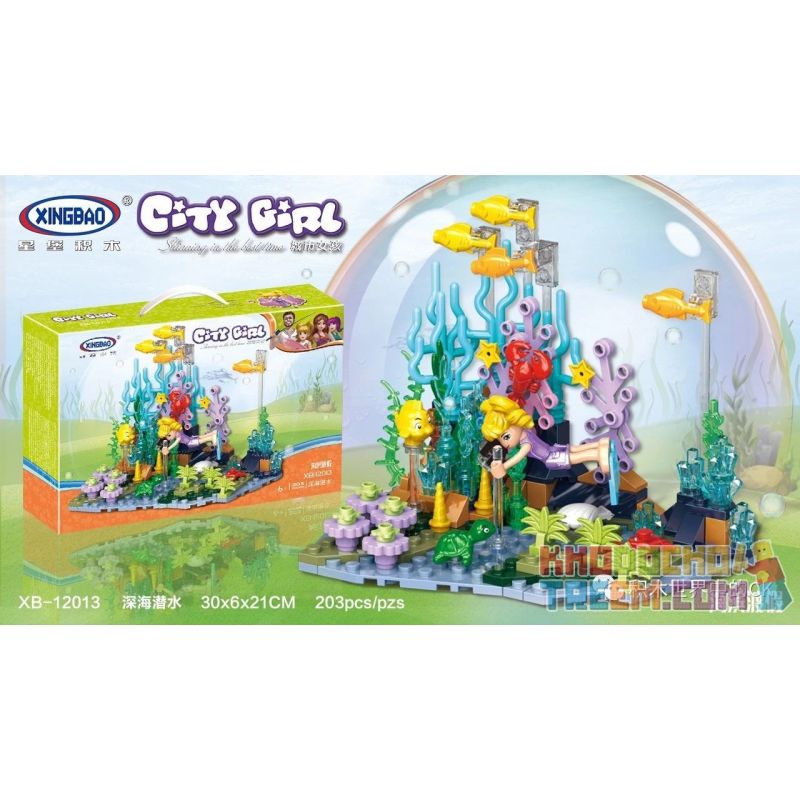 XINGBAO XB-12013 12013 XB12013 non  LẶN BIỂN SÂU bộ đồ chơi xếp lắp ráp ghép mô hình City Girl CITYGIRL DEEP SEA DIVING Thành Phố Con Gái 203 khối