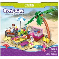 XINGBAO XB-12014 12014 XB12014 non  BBQ BÃI BIỂN bộ đồ chơi xếp lắp ráp ghép mô hình City Girl CITYGIRL BEACH BARBECUE Thành Phố Con Gái 194 khối