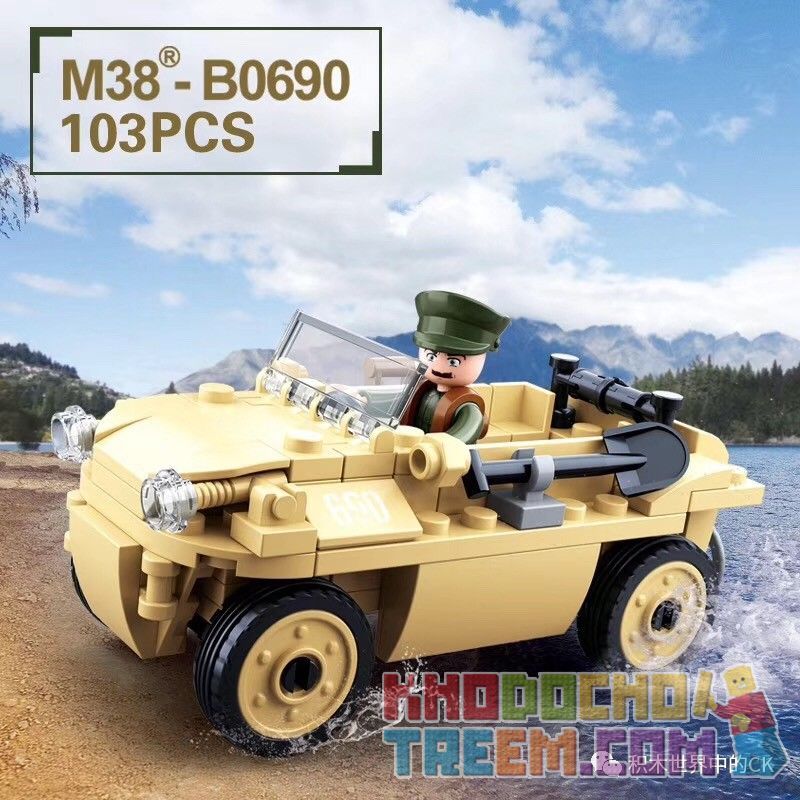 SLUBAN M38-B0690 B0690 0690 M38B0690 38-B0690 non  XE JEEP LỘI NƯỚC KIỂU 82 "THÙNG" bộ đồ chơi xếp lắp ráp ghép mô hình World War Ii VW82 AMPHIBIOUS TUB CAR Chiến Tranh Thế Giới Thứ 2 103 khối
