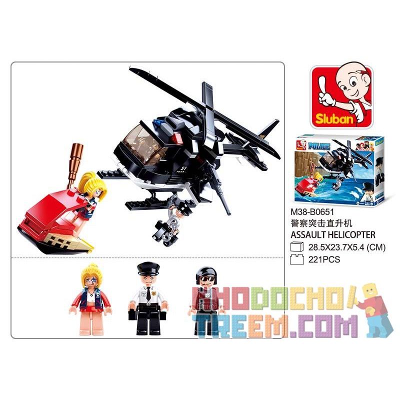 SLUBAN M38-B0651 B0651 0651 M38B0651 38-B0651 non  TRỰC THĂNG TẤN CÔNG CẢNH SÁT bộ đồ chơi xếp lắp ráp ghép mô hình Police ASSAULT HELICOPTER 221 khối