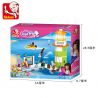 SLUBAN M38-B0607 B0607 0607 M38B0607 38-B0607 non  NGỌN HẢI ĐĂNG CẦU TÀU VỊNH DOLPHIN bộ đồ chơi xếp lắp ráp ghép mô hình Girl's Dream LIGHTHOUSE PIER Giấc Mơ Con Gái 277 khối