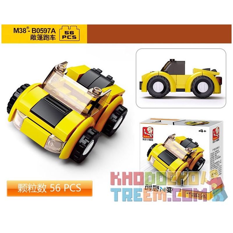 SLUBAN M38 non  XE THỂ THAO MUI TRẦN 4 MÀU VÀNG ĐỊA HÌNH XANH ĐẦU KÉO ĐUA F3 ĐỎ bộ đồ chơi xếp lắp ráp ghép mô hình Creator Sáng Tạo 196 khối