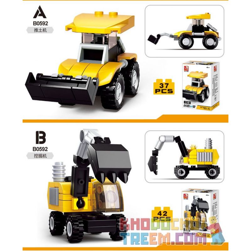 SLUBAN M38 non  4 LOẠI XE KỸ THUẬT MÁY ỦI XÚC CẨU TRỘN bộ đồ chơi xếp lắp ráp ghép mô hình Creator Sáng Tạo 161 khối