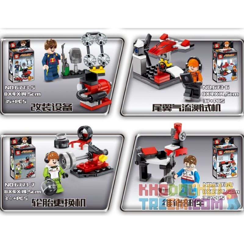 SHENG YUAN SY 6773 non  XE ĐUA F1 MÀU ĐỎ VÀ CẤU HÌNH NHỎ 8 KIỂU KẾT HỢP SỬA ĐỔI BẢNG ĐIỀU KHIỂN LẮP RÁP ĐỘNG CƠ MÁY KIỂM TRA LỐP MÀN THỊ DANH DỰ THIẾT BỊ LUỒNG KHÍ ĐUÔI THAY CHỮA CÁC BỘ PHẬN bộ đồ chơi xếp lắp ráp ghép mô hình Speed Champions Racing Cars FAST CHAMPIONS F1 Đua Xe Công Thức 298 khối