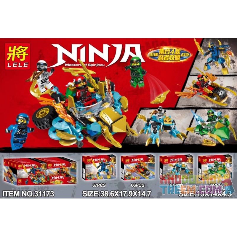 LELE 31173 non  LIÊN MINH XE ĐỘI NINJA 4 SỰ KẾT HỢP bộ đồ chơi xếp lắp ráp ghép mô hình The  Ninjago Movie NINJA MASTERS OF SPINJITZU Ninja Lốc Xoáy 266 khối