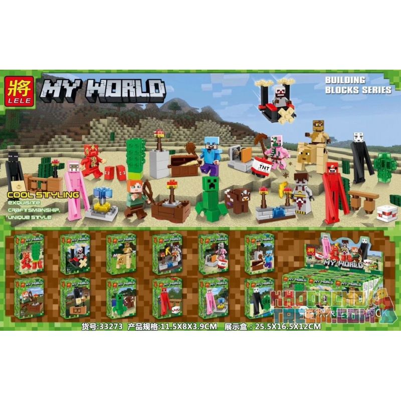 LELE 33273 non  12 ĐẠO CỤ MINIFIGURE bộ đồ chơi xếp lắp ráp ghép mô hình Minecraft MY WORLD Game Xây Dựng