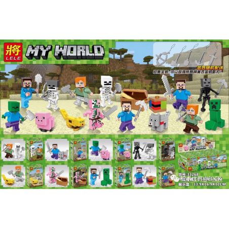 LELE 33268 non  8 NHÂN VẬT NHỎ bộ đồ chơi xếp lắp ráp ghép mô hình Minecraft MY WORLD Game Xây Dựng