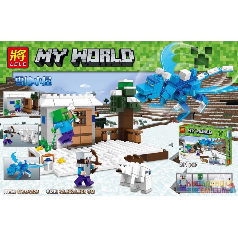 LELE 33225 non  TÚP LỀU TUYẾT bộ đồ chơi xếp lắp ráp ghép mô hình Minecraft MY WORLD Game Xây Dựng 291 khối