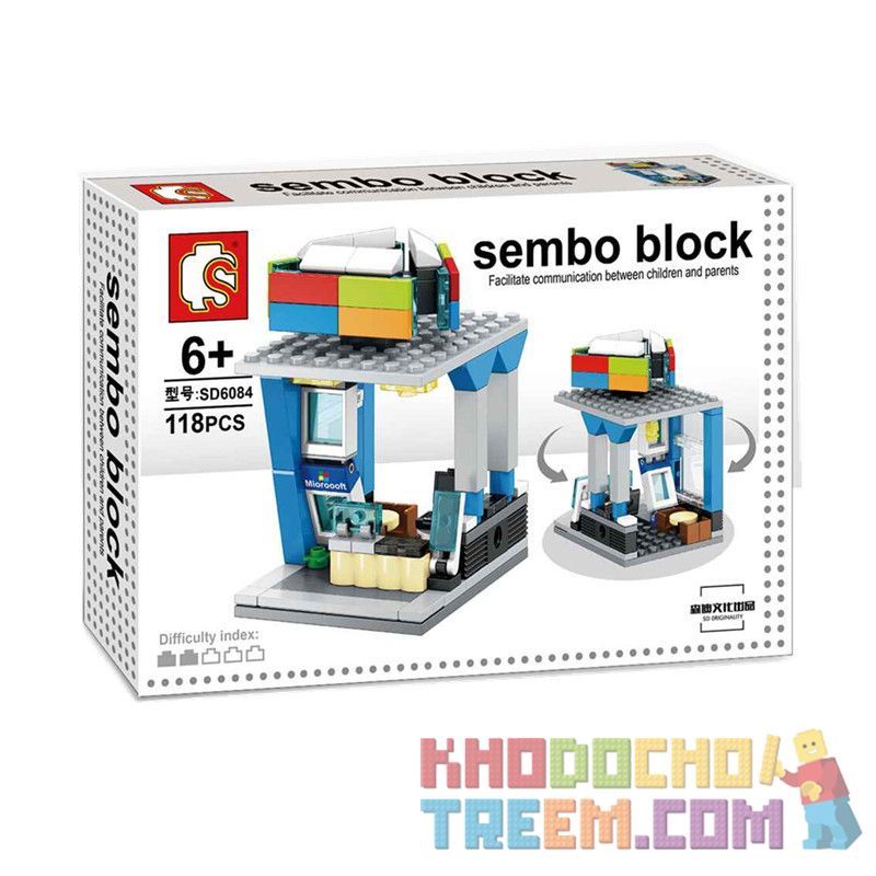 SEMBO WEKKI VIGGI SD6084 6084 non  CỬA HÀNG MICROSOFT bộ đồ chơi xếp lắp ráp ghép mô hình Mini Modular SEMBO BLOCK MICROSOFT Đường Phố Thu Nhỏ 118 khối