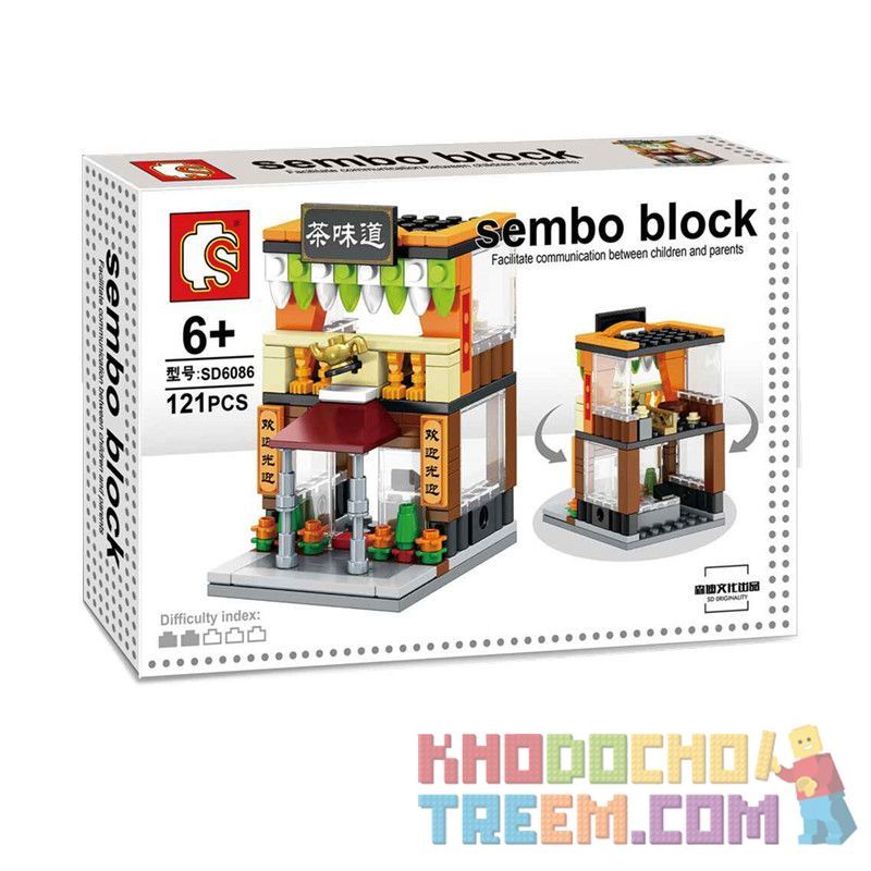 SEMBO WEKKI VIGGI SD6086 6086 non  QUÁN TRÀ HƯƠNG VỊ bộ đồ chơi xếp lắp ráp ghép mô hình Mini Modular SEMBO BLOCK Đường Phố Thu Nhỏ 121 khối