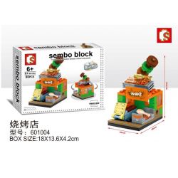 SEMBO WEKKI VIGGI 601004 non  CỬA HÀNG THỊT NƯỚNG bộ đồ chơi xếp lắp ráp ghép mô hình Mini Modular SEMBO BLOCK Đường Phố Thu Nhỏ 80 khối