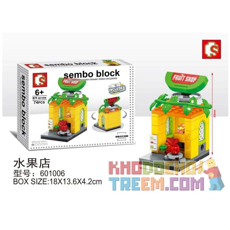 SEMBO WEKKI VIGGI 601006 non  CỬA HÀNG HOA QUẢ bộ đồ chơi xếp lắp ráp ghép mô hình Mini Modular SEMBO BLOCK Đường Phố Thu Nhỏ 74 khối