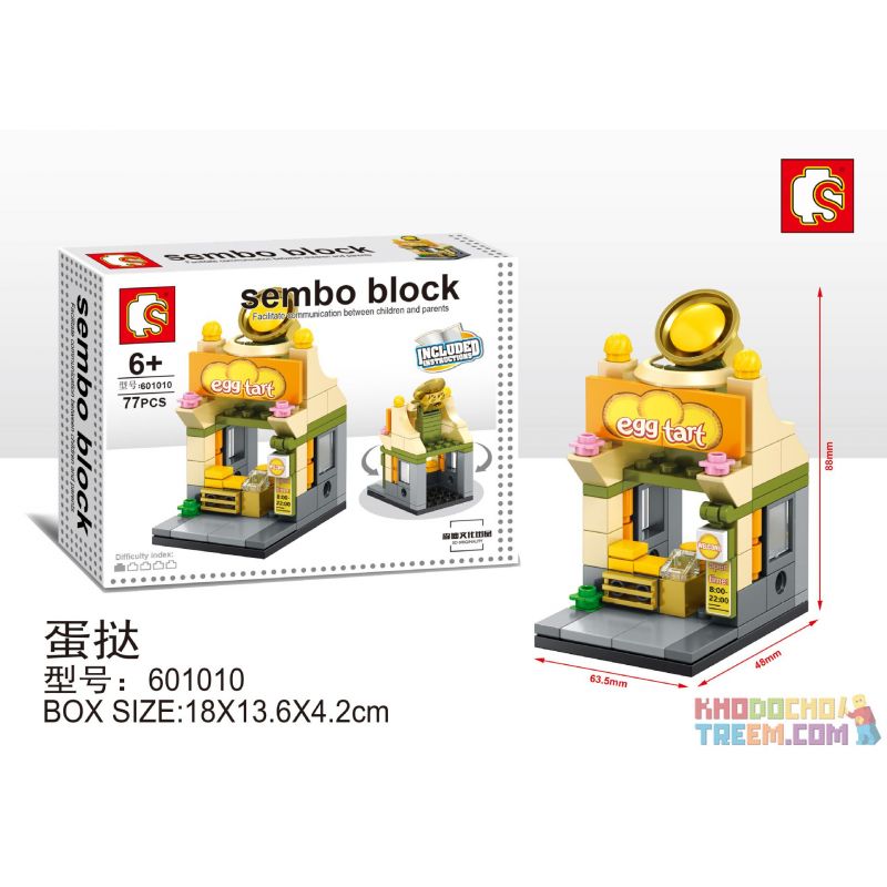 SEMBO WEKKI VIGGI 601010 non  CỬA HÀNG BÁNH TRỨNG bộ đồ chơi xếp lắp ráp ghép mô hình Mini Modular SEMBO BLOCK EGGTART Đường Phố Thu Nhỏ 77 khối