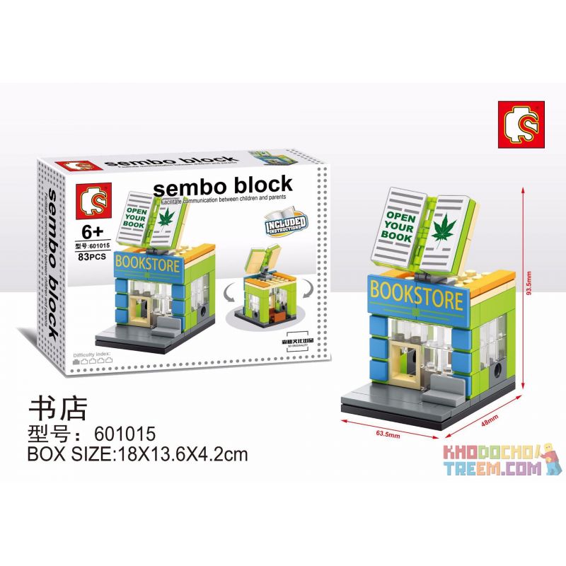 SEMBO WEKKI VIGGI 601015 non  HIỆU SÁCH bộ đồ chơi xếp lắp ráp ghép mô hình Mini Modular SEMBO BLOCK BOOKSTORE Đường Phố Thu Nhỏ 83 khối