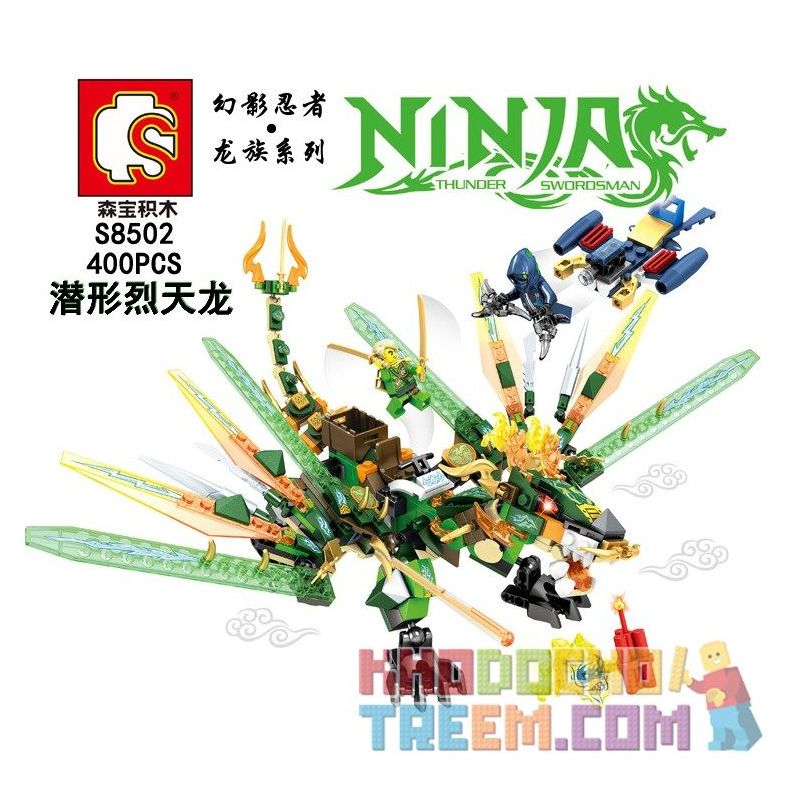 SHENG YUAN SY S8502 8502 non  RỒNG HUNG DỮ TIỀM ẨN NINJA bộ đồ chơi xếp lắp ráp ghép mô hình The  Ninjago Movie NINJA THUNDER SWORDSMAN Ninja Lốc Xoáy 400 khối