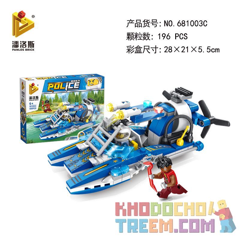 PanlosBrick 681003C Panlos Brick 681003C non  THUYỀN CAO TỐC ĐI RỪNG bộ đồ chơi xếp lắp ráp ghép mô hình Police Cảnh Sát 196 khối