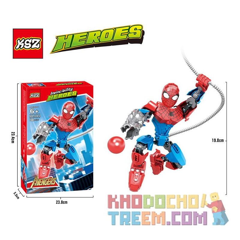 XSZ KSZ 318-2 non  NGƯỜI NHỆN bộ đồ chơi xếp lắp ráp ghép mô hình  SPIDER-MAN Kỹ Thuật Công Nghệ Cao Mô Hình Phương Tiện 34 khối