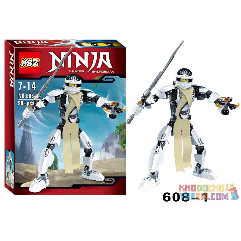 XSZ KSZ 608-1 non  NHƯ ROBERT. bộ đồ chơi xếp lắp ráp ghép mô hình Marvel Super Heroes NINJA THUNDER SWORDSMAN ZANE Siêu Anh Hùng Marvel 90 khối