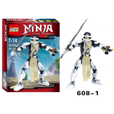 XSZ KSZ 608-1 non  NHƯ ROBERT. bộ đồ chơi xếp lắp ráp ghép mô hình Marvel Super Heroes NINJA THUNDER SWORDSMAN ZANE Siêu Anh Hùng Marvel 90 khối