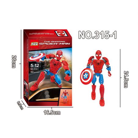 XSZ KSZ 315-1 non  NGƯỜI NHỆN TUYỆT VỜI CAPTAIN AMERICA BUCKLER bộ đồ chơi xếp lắp ráp ghép mô hình Marvel Super Heroes THE AMAZING SPIDER-MAN Siêu Anh Hùng Marvel 56 khối