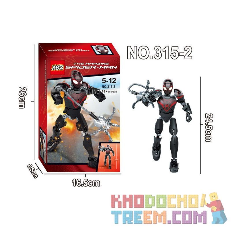 XSZ KSZ 315-2 non  NGƯỜI NHỆN ĐEN TUYỆT VỜI bộ đồ chơi xếp lắp ráp ghép mô hình Marvel Super Heroes THE AMAZING SPIDER-MAN Siêu Anh Hùng Marvel 68 khối