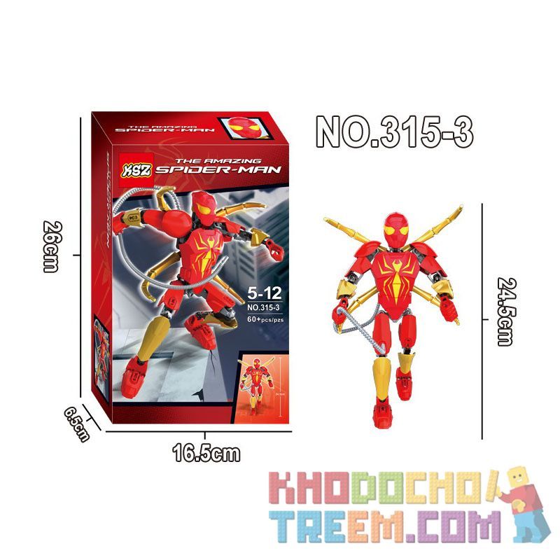 XSZ KSZ 315-3 non  NGƯỜI NHỆN SIÊU ĐẲNG bộ đồ chơi xếp lắp ráp ghép mô hình Marvel Super Heroes THE AMAZING SPIDER-MAN Siêu Anh Hùng Marvel 60 khối